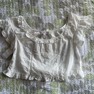 Olivaceous Eyelet Blouse